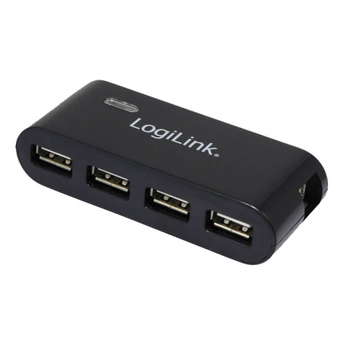 LogiLink USB-HUB 4-Port m. voeding zwart