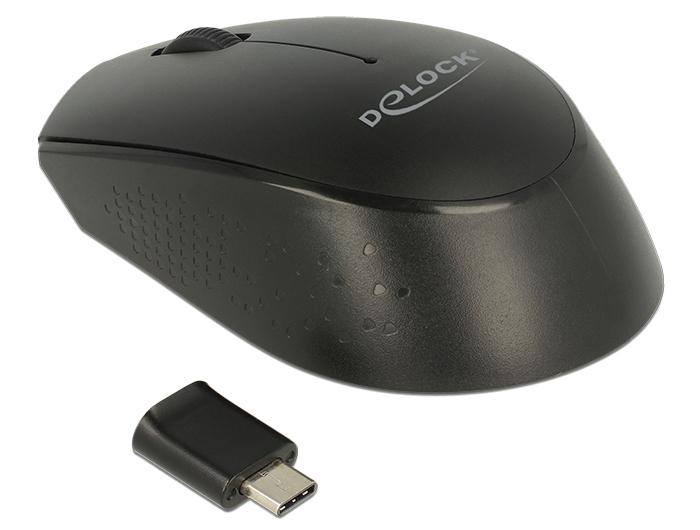 DELOCK Optische 3-toetsen Mini-muis USB-C 2.4GHz wireless