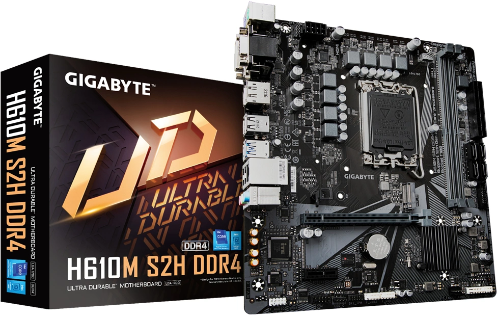 GIGABYTE H610M S2H DDR4, socket 1700 moederbord (RAID, Gb-LAN, Sound, µATX)