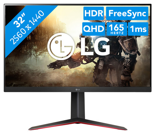LG 32GN650-B 31,5'' UltraGear QHD-gamingmonitor (Zwart/rood, 2x HDMI, DisplayPort, 165 Hz, 1ms MBR, Quad HD)