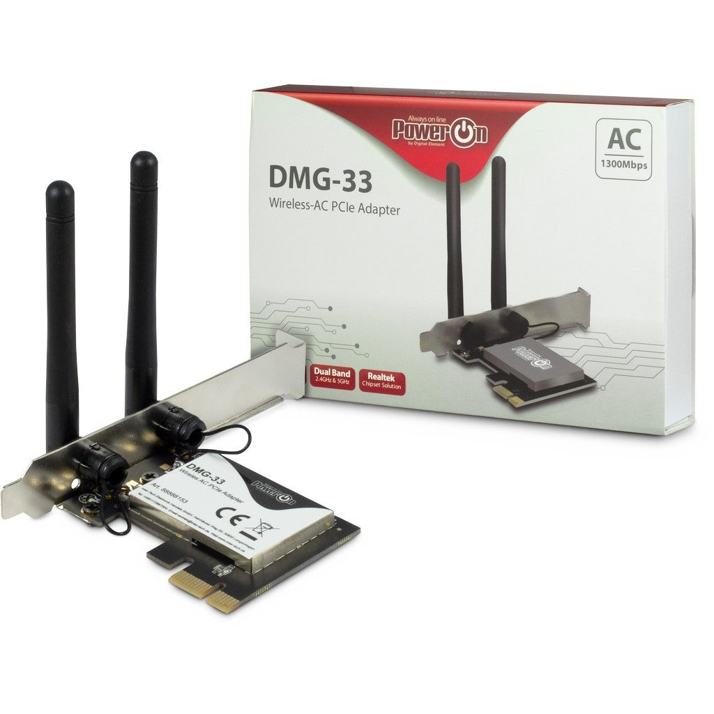Inter-Tech Wi-Fi 5 PCIe Adapter DMG-33 3dBi Antenne 1300Mbps