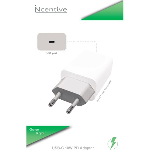 USB-C 18W PD Adapter 220V White (VT-380)