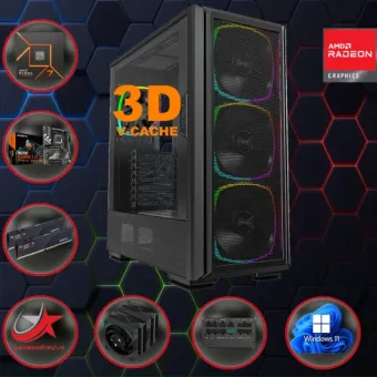 GAME PC SKY ARGB: AMD A9636: AMD Ryzen 7 7800X3D / AMD RX 9070XT 16GB / W11