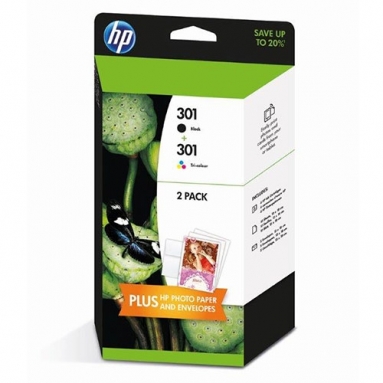 HP 301 Duo verpakking inktcartridge zwart en kleur J3M81AE