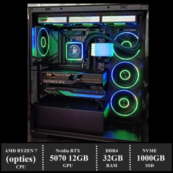 Game PC TransWarp : 1000GB NVMe SSD | 32GB DDR5 | AMD Ryzen 7 (Opties) | 360mm AIO Cooler | Nvidia RTX 5070 12GB GDDR7 | 850W Voeding | Windows 11 (AR75070)