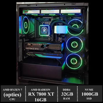 Game PC TransWarp : 1000GB NVMe SSD | 32GB DDR5 | AMD Ryzen 7 (Opties) | 360mm AIO Cooler | AMD Radeon RX 7800XT 16GB GDDR6 | 850W Voeding | Windows 11 (AR77800)